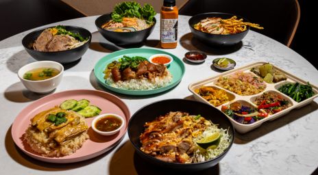 Plates of Thai food on the table