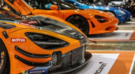 A display of sports cars