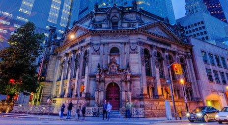 The exterior of the Hockey Hall of Fame building