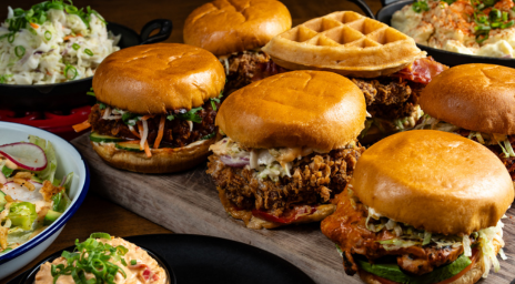 Burgers on a platter